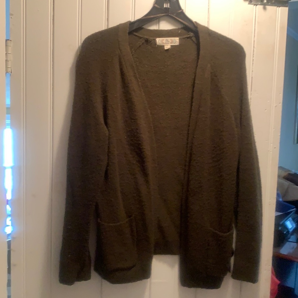 Olive Green Knit Cardigan